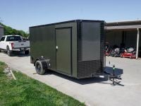 6x12 Enclosed Trailer Charcoal V-Nose Blackout Package 3,500lb Axle