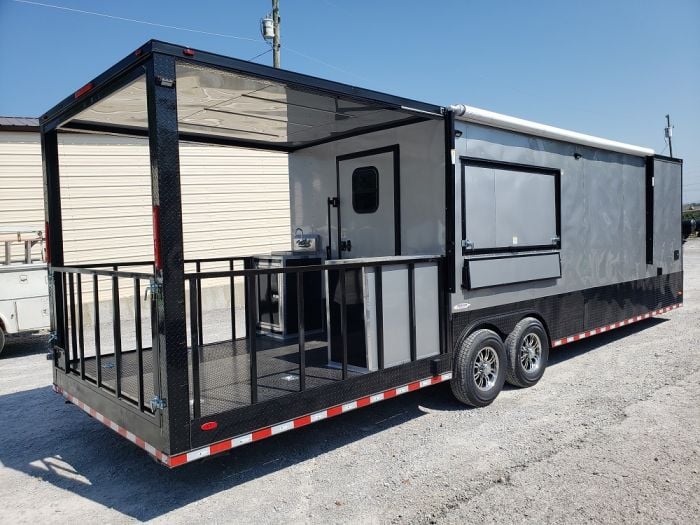 8.5 x 30 Silver Frost Porch Style Concession Food Trailer