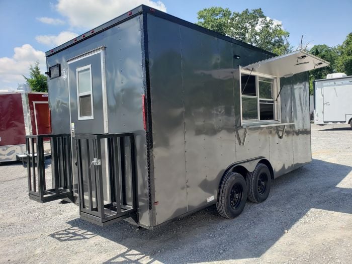 Med Charcoal Grey 8.5' x 18' Food Concession Trailer With Appliances