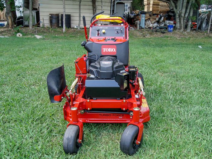 Stand on push cheap mower