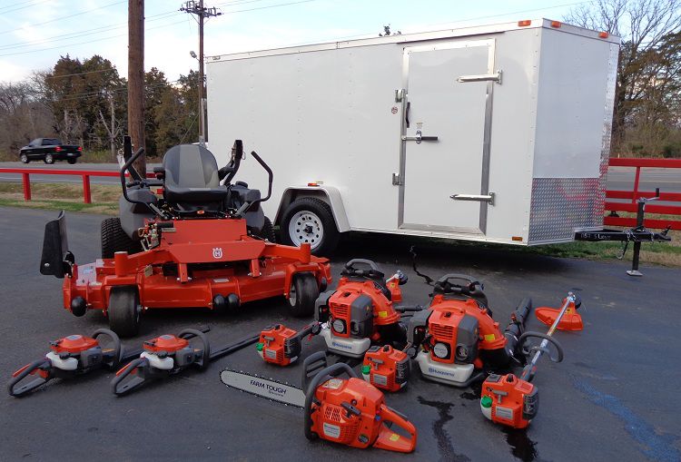 New Husqvarna PZ7234 Zero Turn Lawn Mower Enclosed Trailer Fleet 