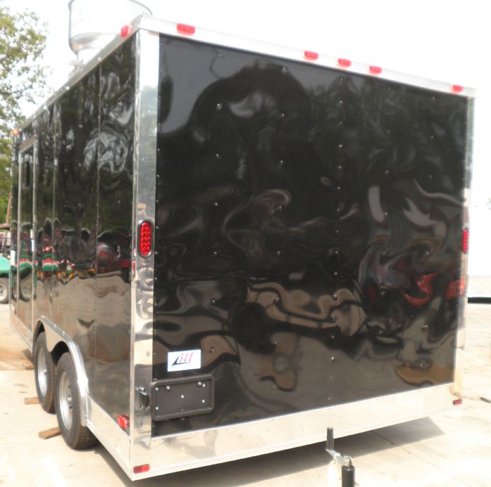 NEW 8.5 x 14 BLACK ENCLOSED V  NOSE CONCESSION TRAILER  