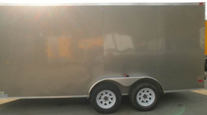 New 7x16 Enclosed Cargo Trailer Hauler Motorcycle Tandem V Nose  